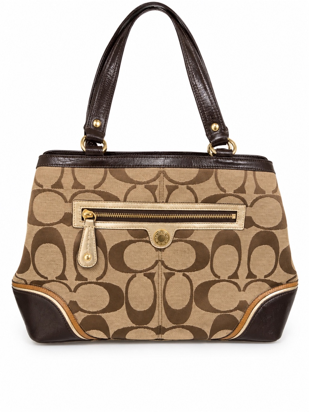 Coach Y2K Signature Shoulder Bag Brown Tan Leather